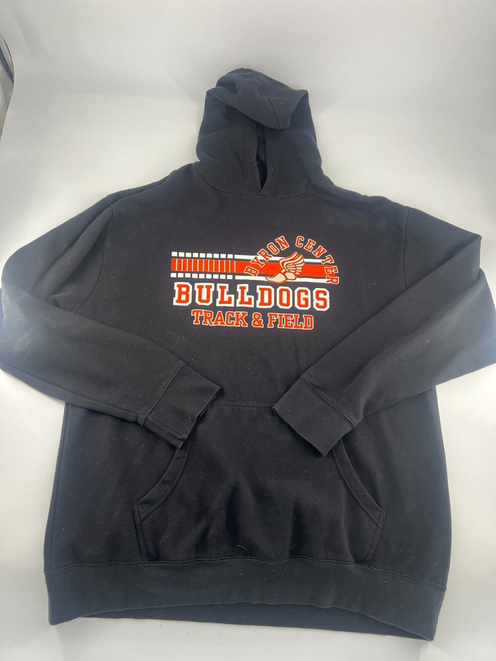 Byron Center Track Field Unisex Sweatshirt Large Black Orange Hoodie Pullover